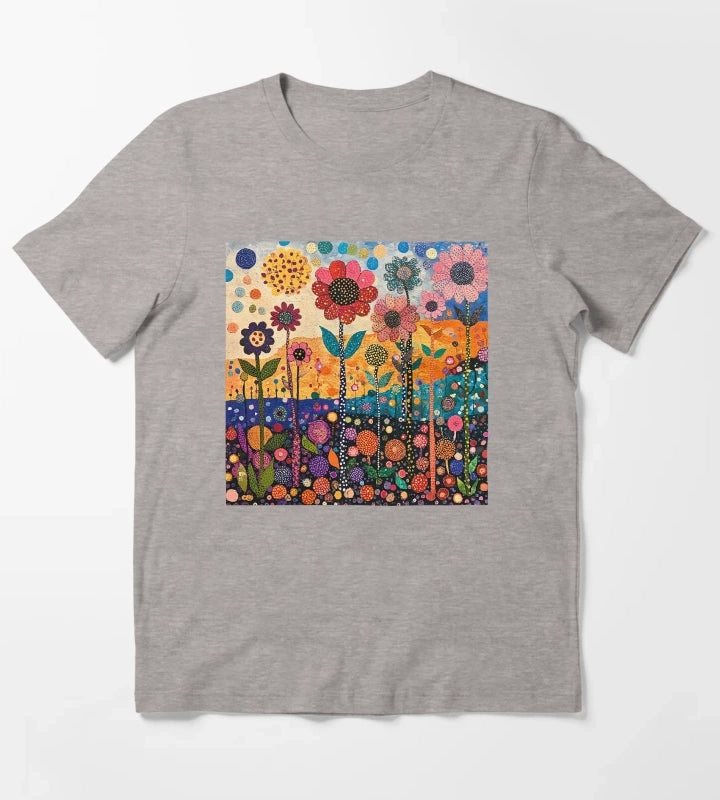Colorful Daisy Wildflower Garden T-Shirt Heather Grey