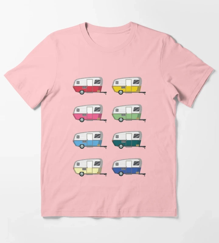 Colourful Vintage Eriba Puck Caravan Daisy T-Shirt Dark Grey