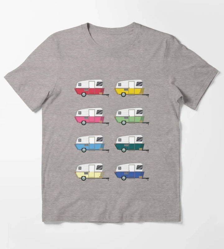 Colourful Vintage Eriba Puck Caravan Daisy T-Shirt Heather Grey