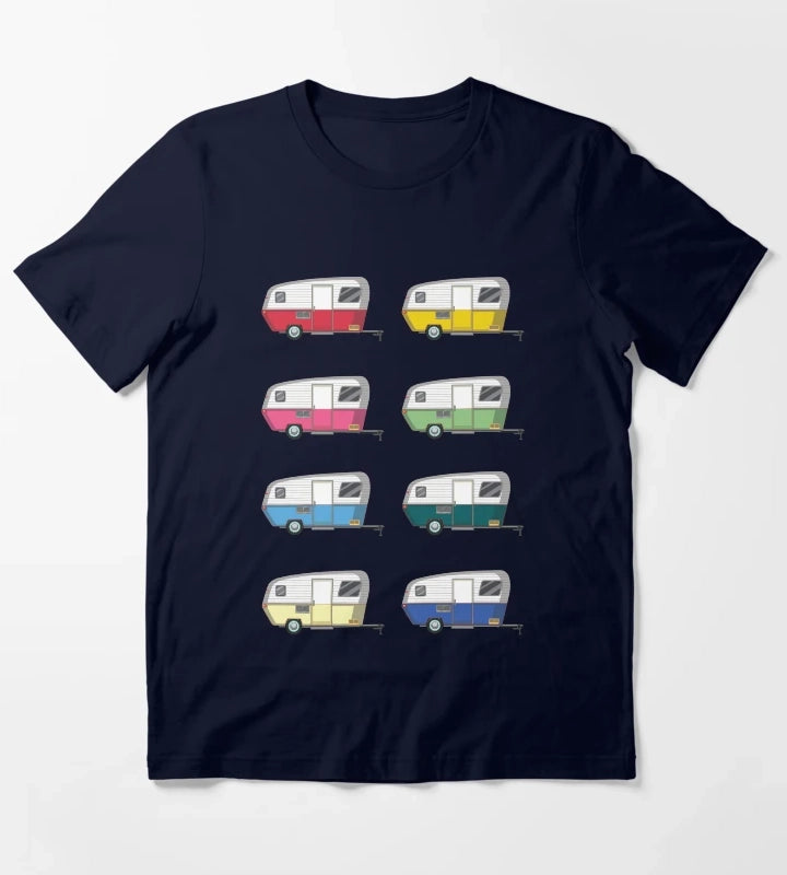 Colourful Vintage Eriba Puck Caravan Daisy T-Shirt Navy
