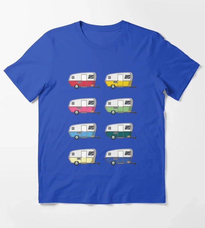 Colourful Vintage Eriba Puck Caravan Daisy T-Shirt Blue