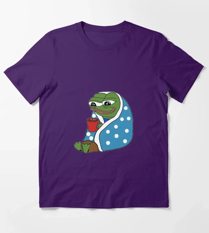 Comfy Coffee Pepe T-Shirt Purple