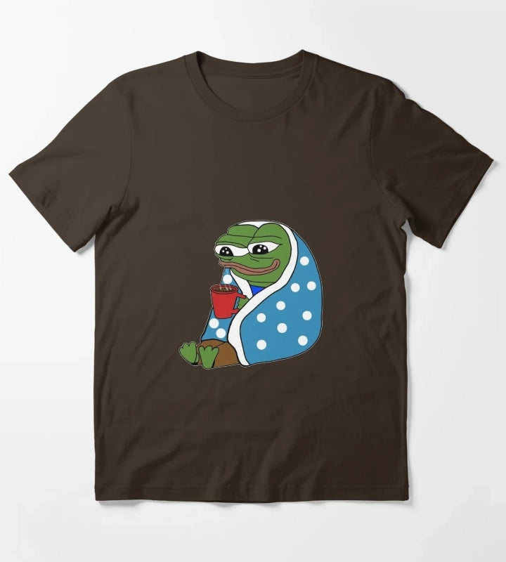 Comfy Coffee Pepe T-Shirt Brown