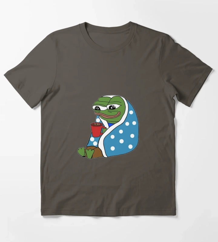 Comfy Coffee Pepe T-Shirt Dark Grey