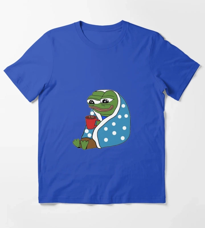 Comfy Coffee Pepe T-Shirt Blue