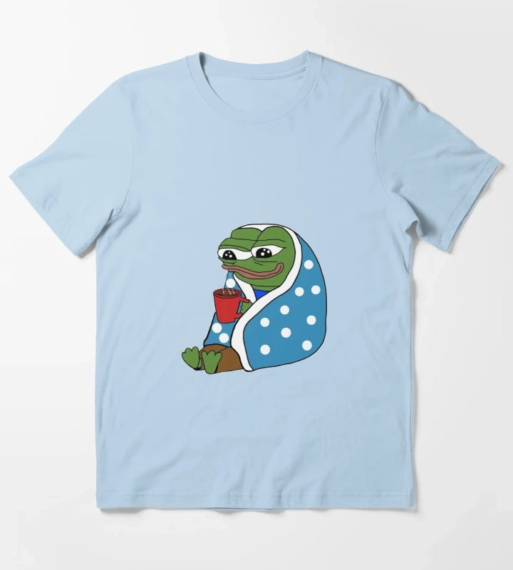 Comfy Coffee Pepe T-Shirt Sky Blue