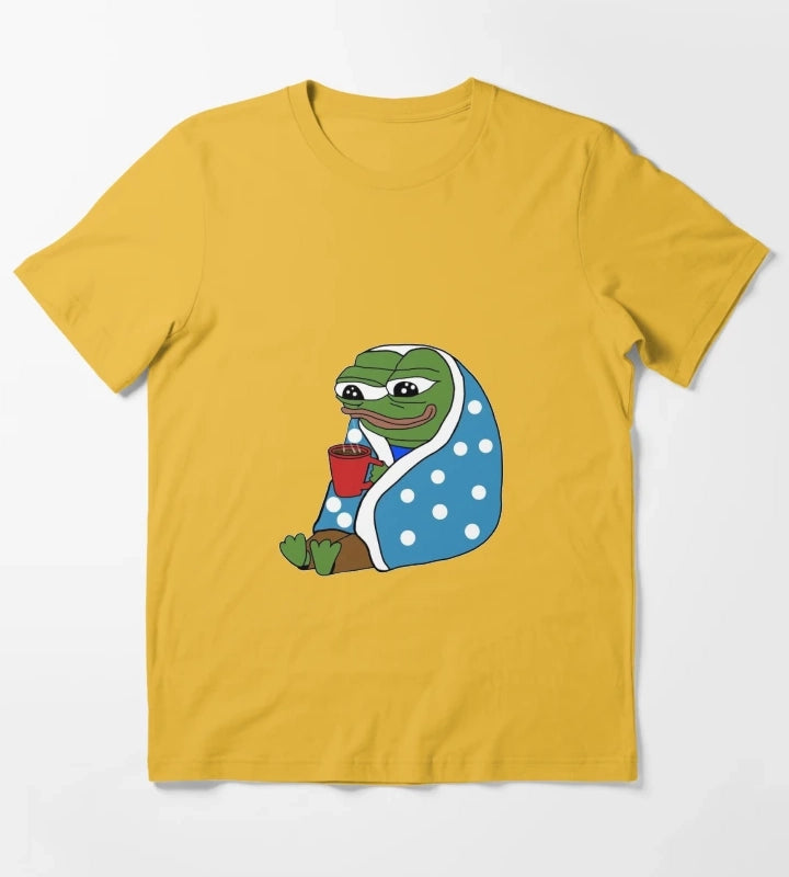 Comfy Coffee Pepe T-Shirt Yellow
