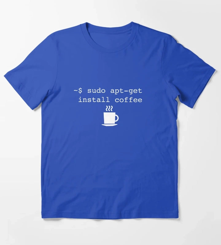 Command Line Coffee Install T-Shirt Blue