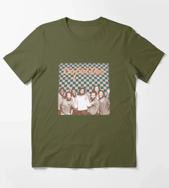 ConFunkShun Retro Aesthetic Design T-Shirt Olive Green