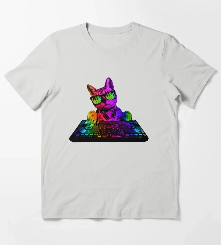 Cool Cat DJ T-Shirt Light Grey