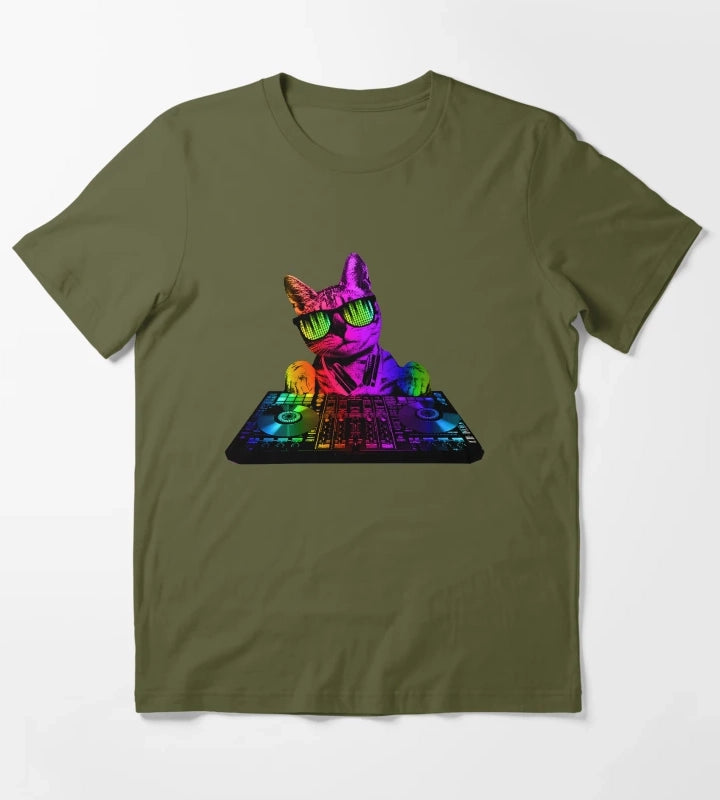 Cool Cat DJ T-Shirt Olive Green