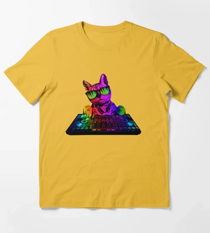 Cool Cat DJ T-Shirt Yellow