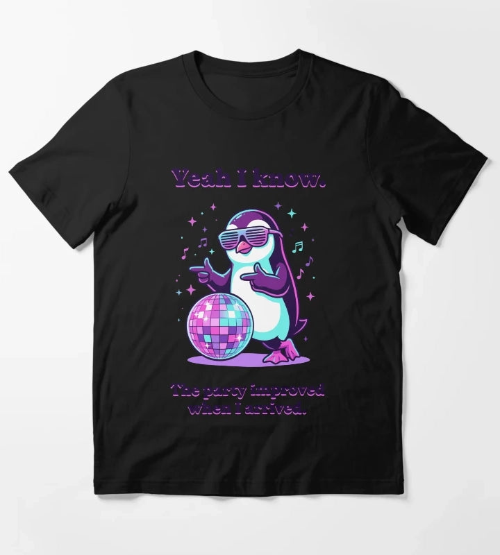Cool retro party penguin with disco ball T-Shirt