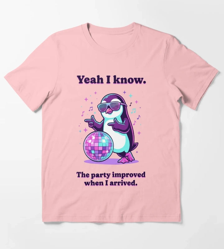 Cool retro party penguin with disco ball T-Shirt Dark Grey