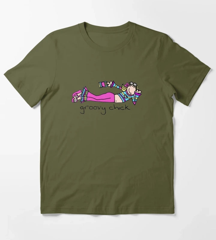 Copy of Exclusive Groovy Chick T-Shirt Olive Green