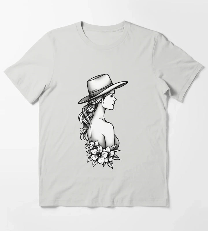 Copy of Modern Cowgirl Minimalist tattoo cowgirl design T-Shirt Light Grey