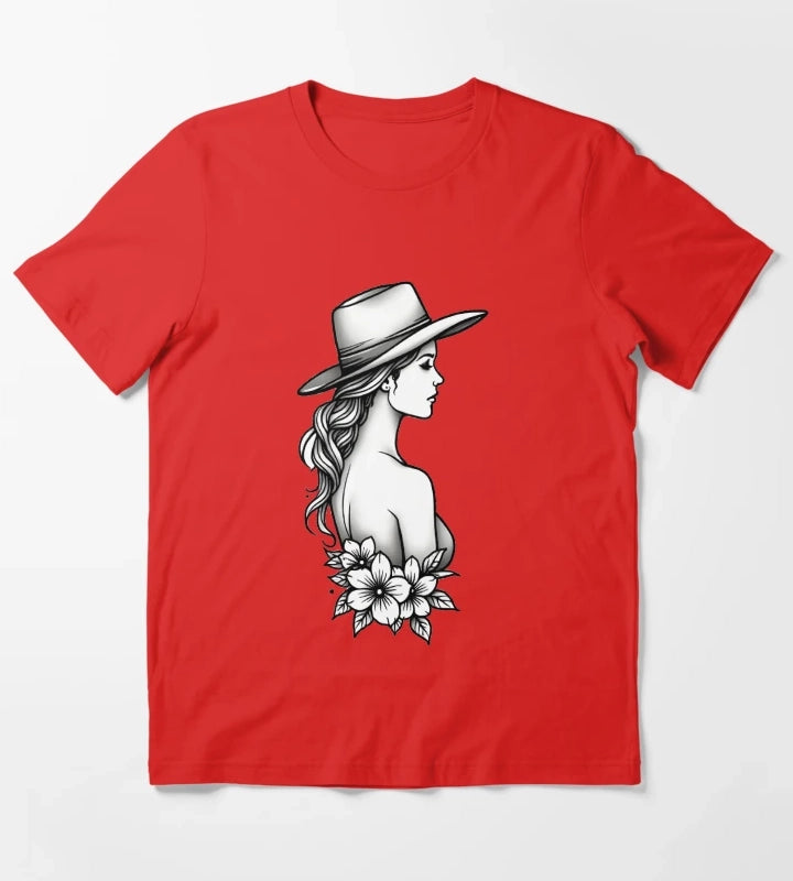 Copy of Modern Cowgirl Minimalist tattoo cowgirl design T-Shirt Red