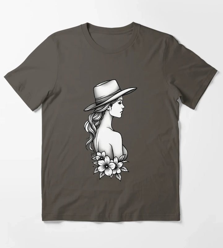 Copy of Modern Cowgirl Minimalist tattoo cowgirl design T-Shirt Dark Grey