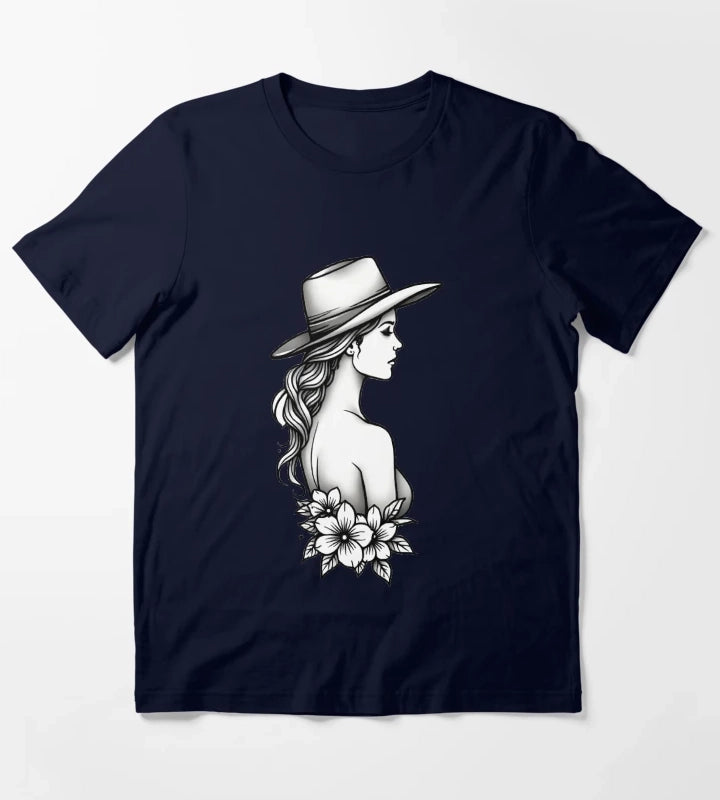 Copy of Modern Cowgirl Minimalist tattoo cowgirl design T-Shirt Navy