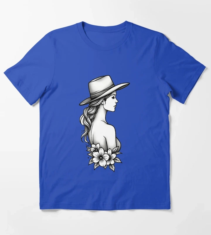 Copy of Modern Cowgirl Minimalist tattoo cowgirl design T-Shirt Blue