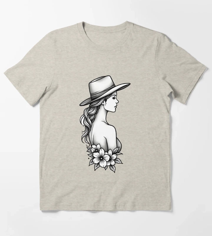 Copy of Modern Cowgirl Minimalist tattoo cowgirl design T-Shirt Cream