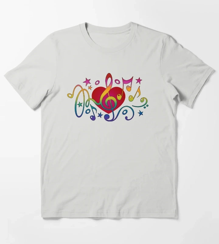 Copy of Music Heart Musical Notes Treble Clef Stars Choir Festival T-Shirt Light Grey