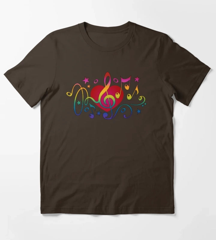 Copy of Music Heart Musical Notes Treble Clef Stars Choir Festival T-Shirt Brown