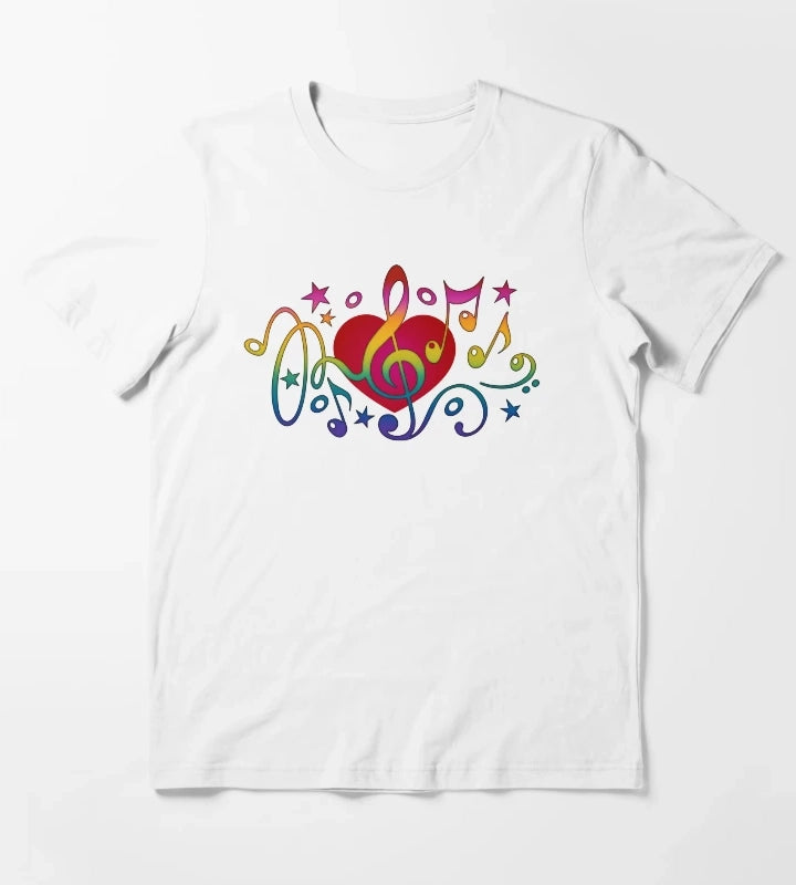 Copy of Music Heart Musical Notes Treble Clef Stars Choir Festival T-Shirt White