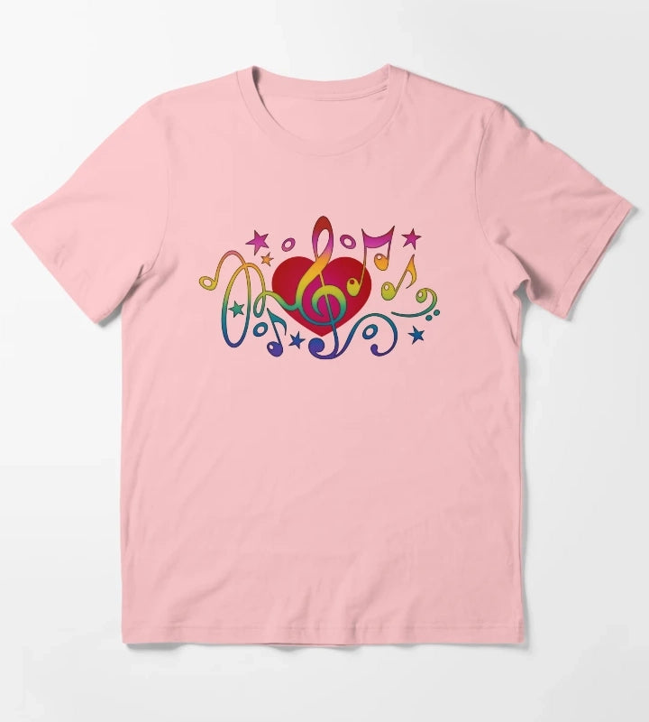 Copy of Music Heart Musical Notes Treble Clef Stars Choir Festival T-Shirt Dark Grey
