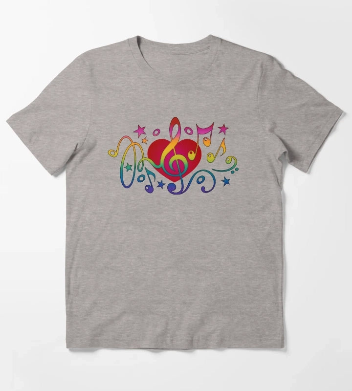 Copy of Music Heart Musical Notes Treble Clef Stars Choir Festival T-Shirt Heather Grey