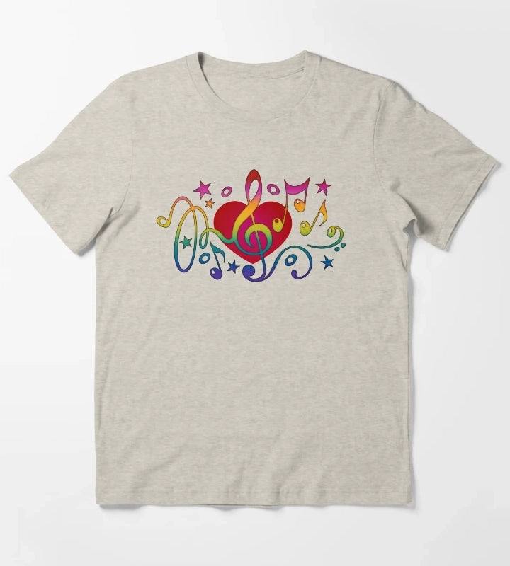 Copy of Music Heart Musical Notes Treble Clef Stars Choir Festival T-Shirt Cream