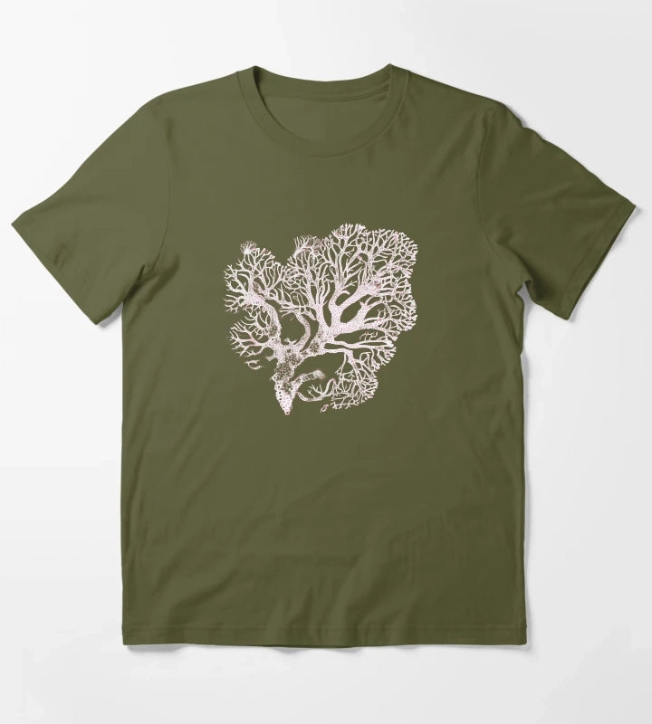 Coral Reef Coastal Cowgirl Pink T-Shirt Olive Green