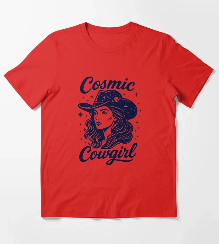 Cosmic Cowgirl Shirt Retro Western Space Cowgirl Tee for Women T-Shirt Red