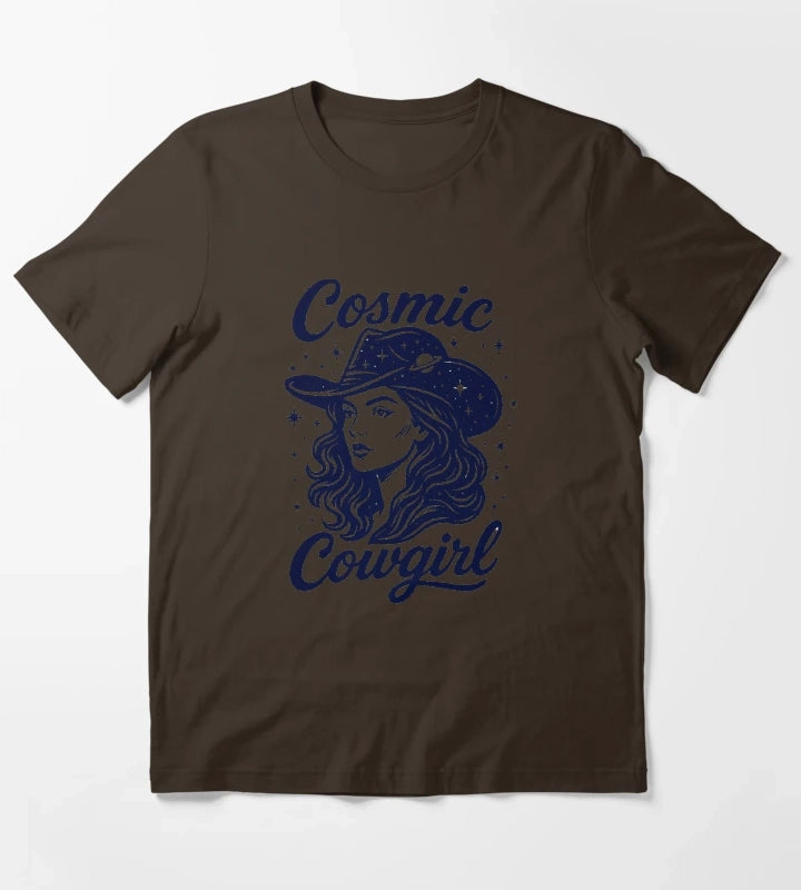 Cosmic Cowgirl Shirt Retro Western Space Cowgirl Tee for Women T-Shirt Brown