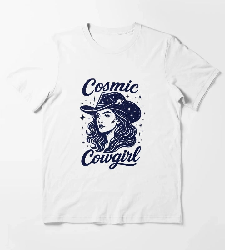 Cosmic Cowgirl Shirt Retro Western Space Cowgirl Tee for Women T-Shirt White