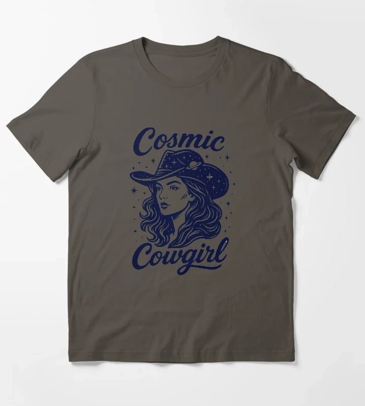 Cosmic Cowgirl Shirt Retro Western Space Cowgirl Tee for Women T-Shirt Dark Grey