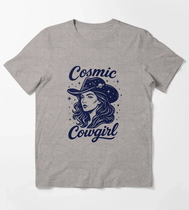 Cosmic Cowgirl Shirt Retro Western Space Cowgirl Tee for Women T-Shirt Heather Grey