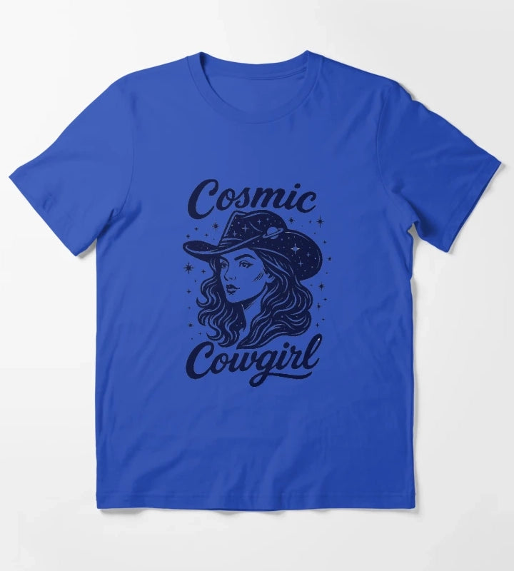 Cosmic Cowgirl Shirt Retro Western Space Cowgirl Tee for Women T-Shirt Blue
