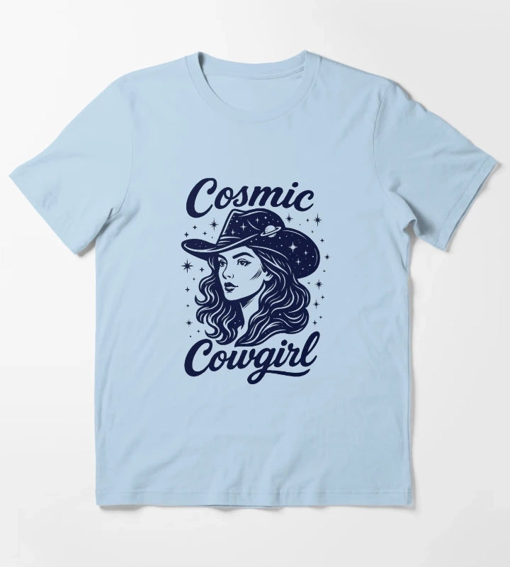 Cosmic Cowgirl Shirt Retro Western Space Cowgirl Tee for Women T-Shirt Sky Blue