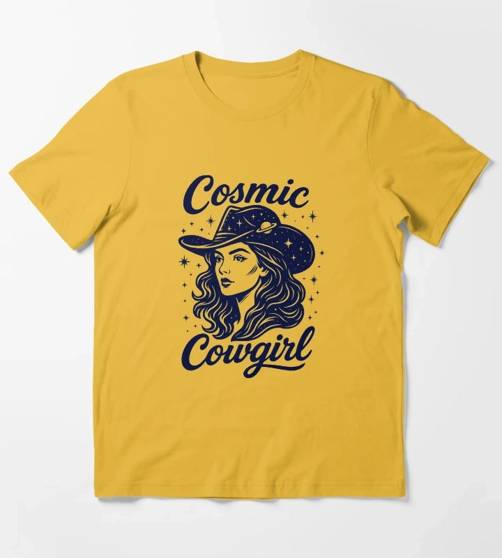 Cosmic Cowgirl Shirt Retro Western Space Cowgirl Tee for Women T-Shirt Yellow