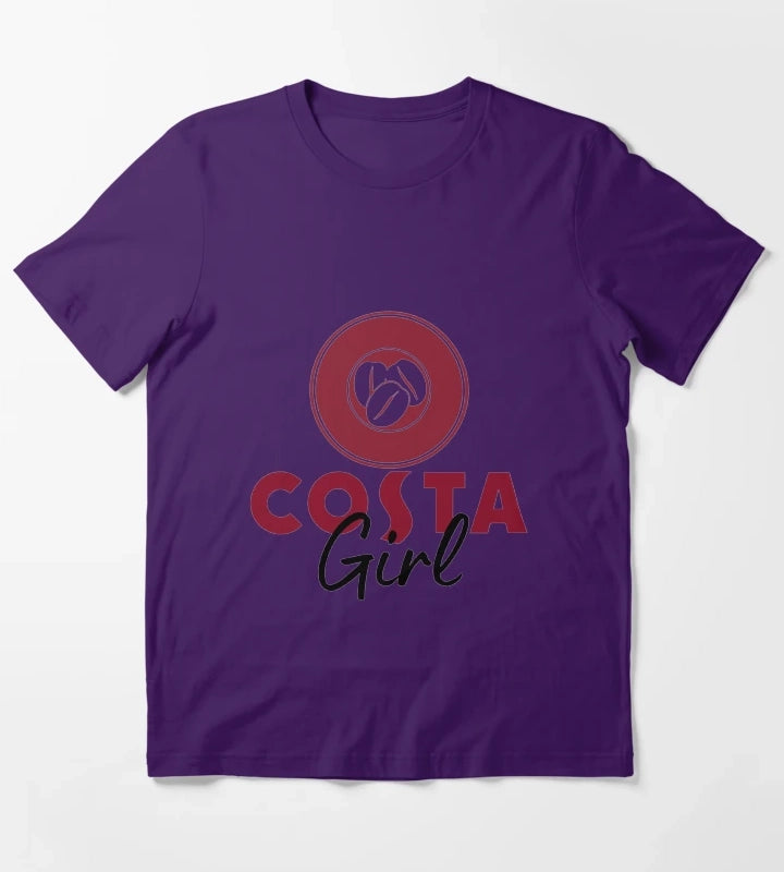 Costa Girl Funny Creative Logo Coffee Lover T-Shirt Purple