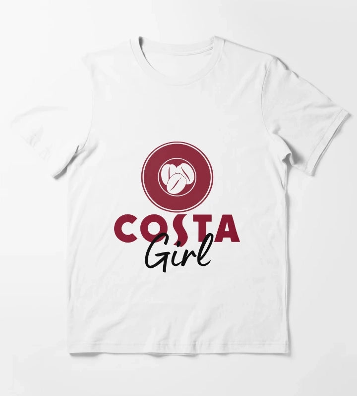Costa Girl Funny Creative Logo Coffee Lover T-Shirt White