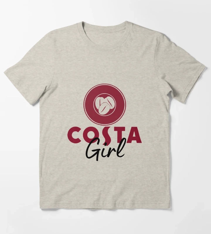 Costa Girl Funny Creative Logo Coffee Lover T-Shirt Cream