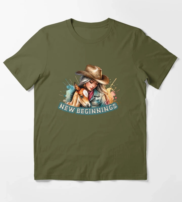 Country Cowgirl Hustle Spirit Apparel Mugs Stickers More T-Shirt Olive Green