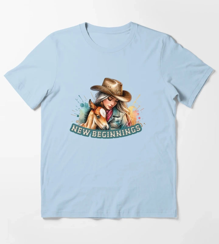 Country Cowgirl Hustle Spirit Apparel Mugs Stickers More T-Shirt Sky Blue