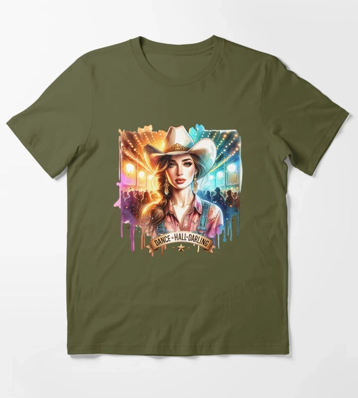 Country Cowgirl Hustle Spirit Apparel Tshirts Mugs Stickers More T-Shirt Olive Green