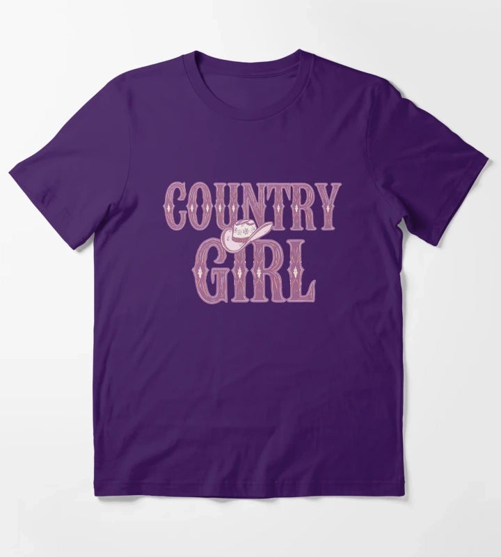 Country Girl Cowgirl Hat T-Shirt Purple
