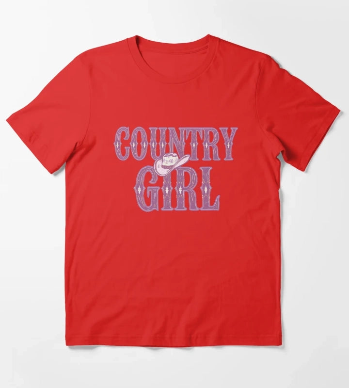 Country Girl Cowgirl Hat T-Shirt Red