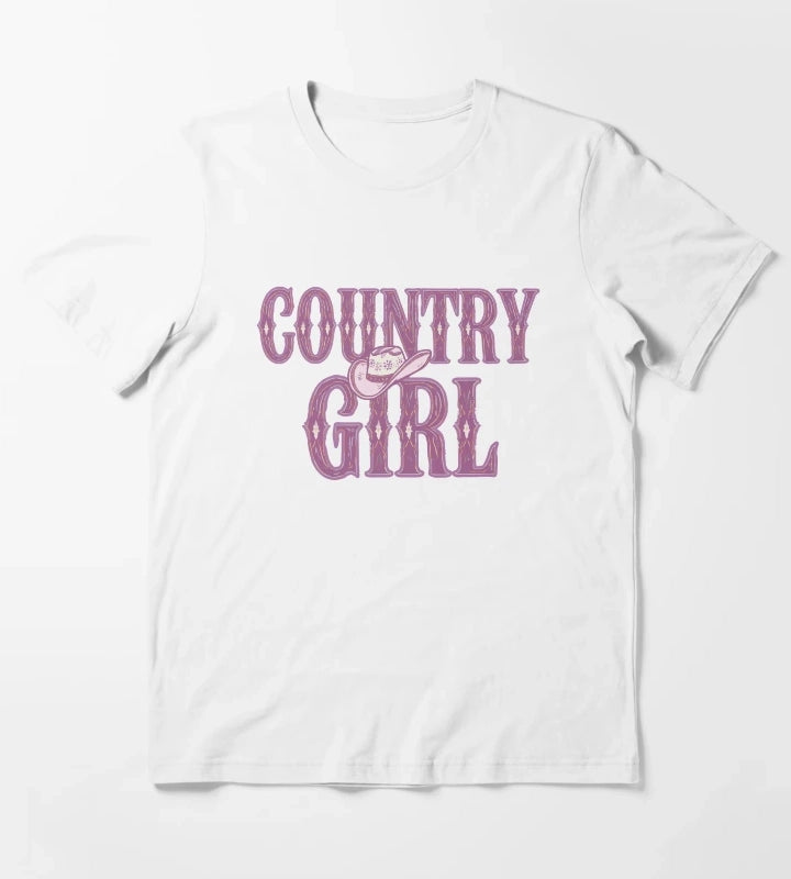 Country Girl Cowgirl Hat T-Shirt White