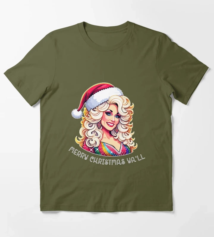 Country Music Merry Christmas Cowgirl Gift T-Shirt Olive Green